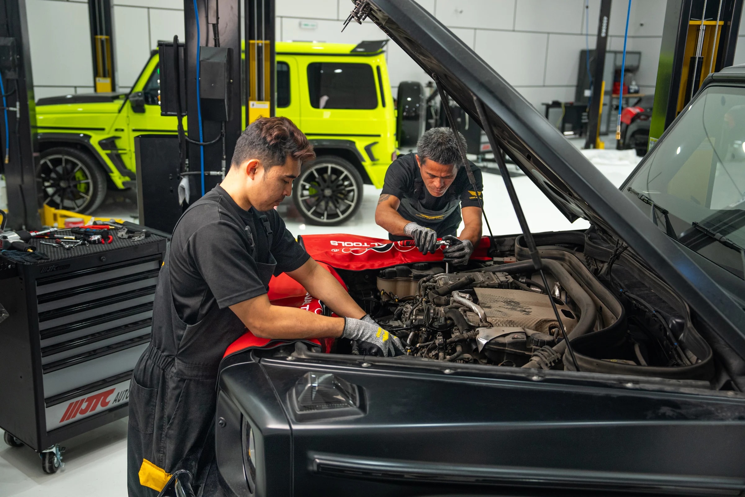 Inside the Luxury Auto Care workshop in Dubai